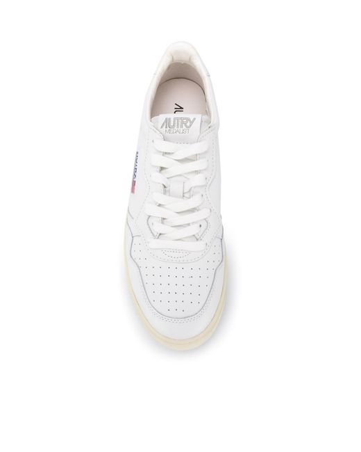 Autry White Medalist Perforated Logo Sneakers for men