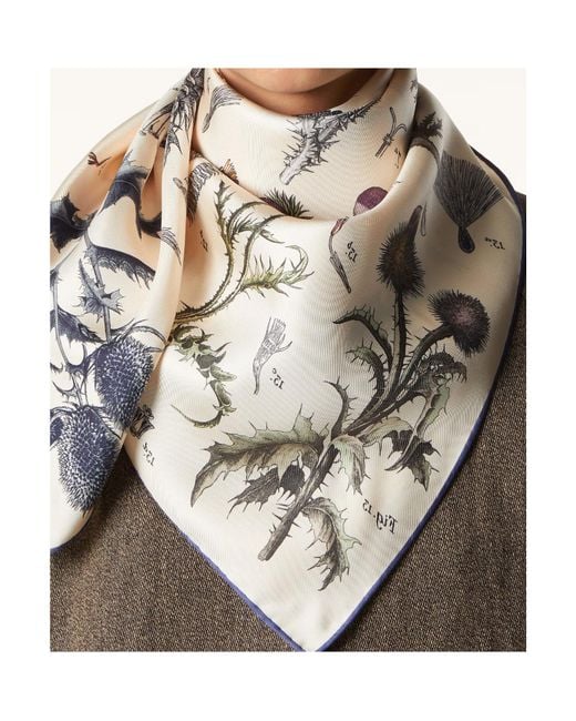 Loro Piana White Enciclopedia Del Cardo Silk Scarf