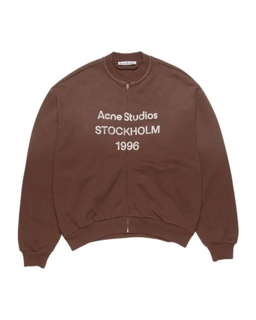 Acne Brown Logo-Print Zip Cardigan for men