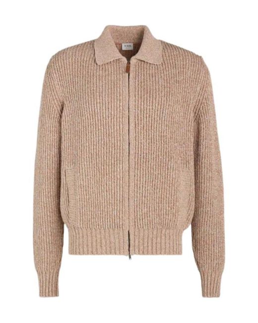 Tod's Brown Long-Sleeved Cardigan for men