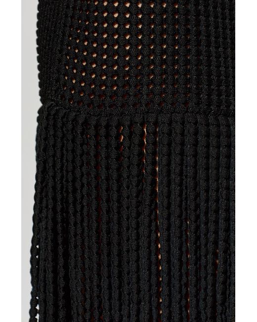 Alaïa Black Alaïa Fringed Bead Knit Dress