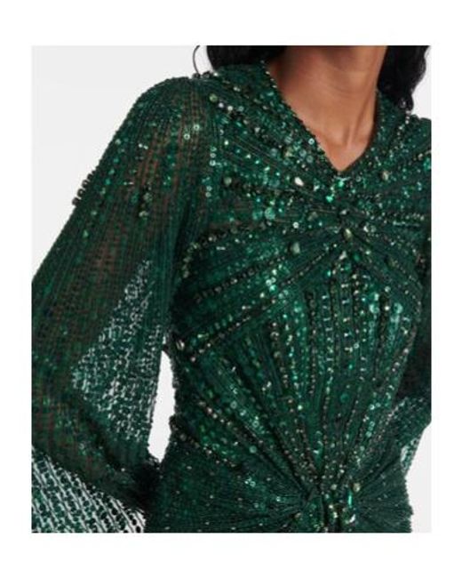 Jenny Packham Green Anja Sequined Gown