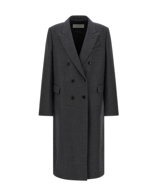 Dries Van Noten Black Double-Breasted Tailored Coat for men