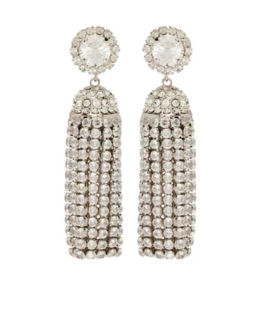 Rabanne White Crystal-Embellished Drop Earrings