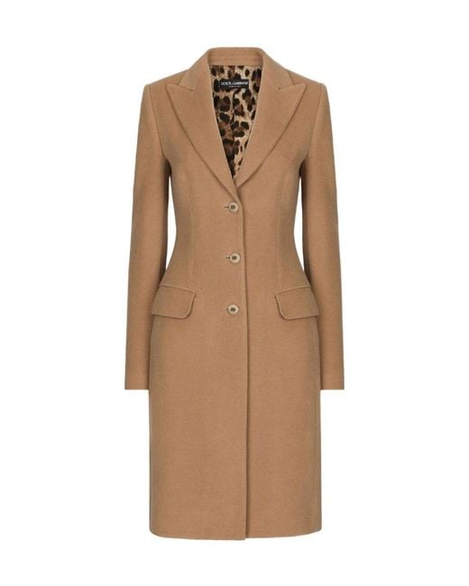 Dolce & Gabbana Natural Single-Breasted Straight Hem Coat