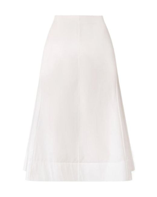 Khaite White Paneled Cotton-Poplin Midi Skirt