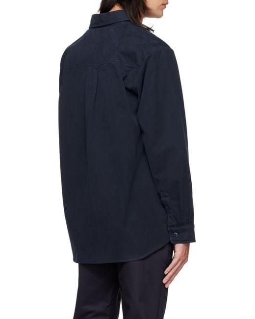 A.P.C. Blue Logo-Patch Buttoned Shirt Jacket for men