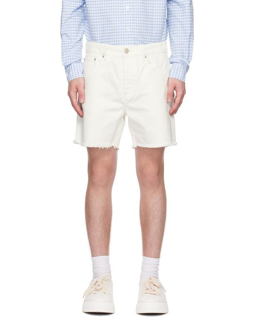 AMI White Ami Mid-Waisted Denim Shorts for men