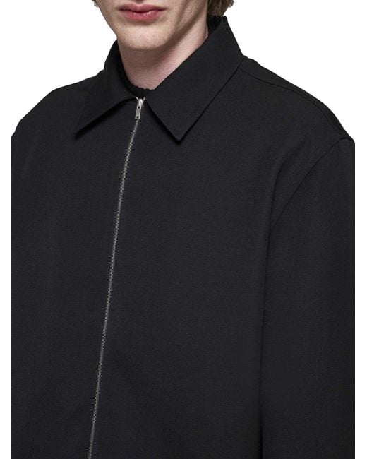Jil Sander Blue Zip-Up Gabardine Overshirt for men
