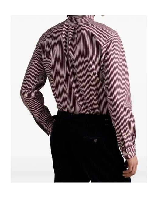 Polo Ralph Lauren Purple All Fit Striped Stretch Poplin Shirt for men