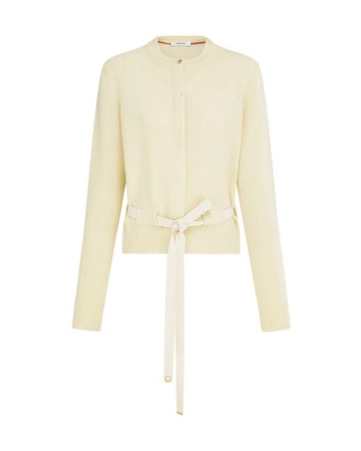 Ferragamo White Cardigan With Thread Through Belt