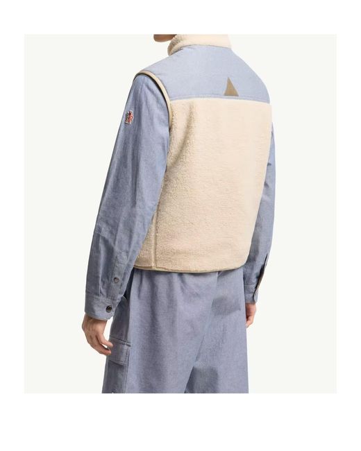 Moncler Natural Grenoble Logo-Patch Button-Up Gilet for men