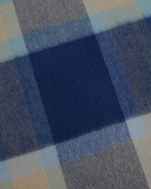 Weekend by Maxmara Blue Checkered Fringed Scarf