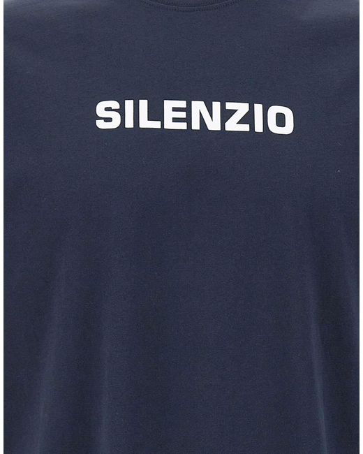 Aspesi Blue Silenzio Logo T-Shirt for men