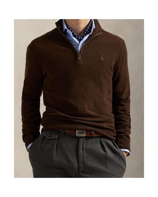Polo Ralph Lauren Brown Half-Zip Knitted Pullover for men