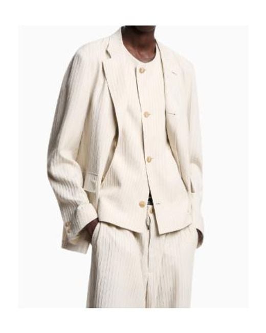 Emporio Armani Natural Crinkled-Finish Buttoned Blazer for men