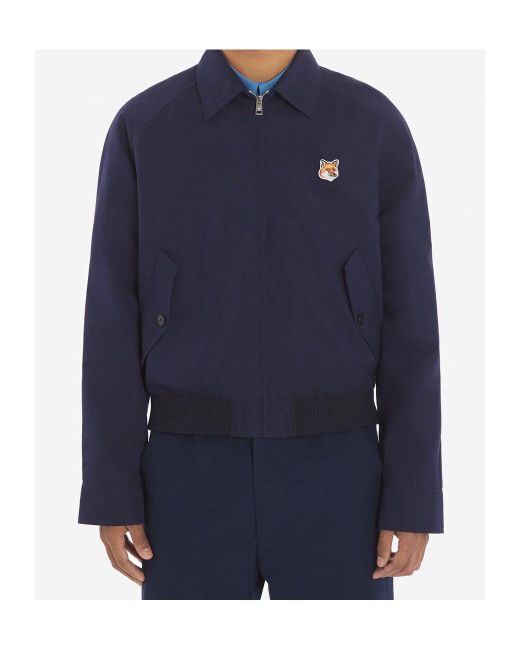 Maison Kitsuné Blue Maison Kitsuné Fox Head Patch Zipped Jacket for men