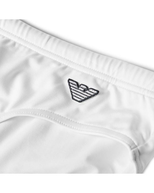 Emporio Armani White Slim-Fitting Swimming Trunks for men