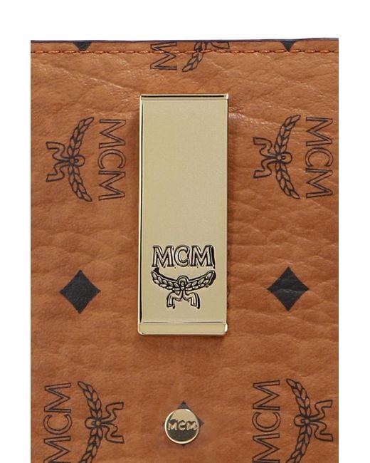 MCM Brown Logo-Print Compact Cardholder for men