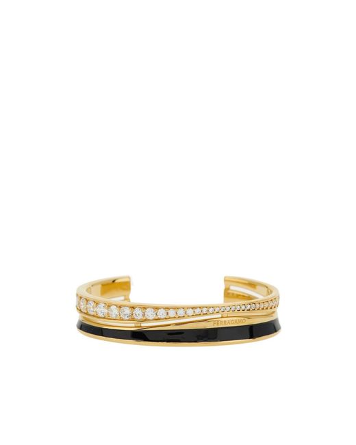 Ferragamo Metallic Ferragamo Logo Engraved Embellished Bangle