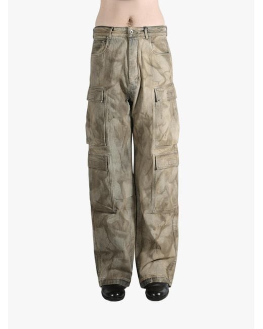 Rick Owens Gray Denim Double Cargo Jeans for men