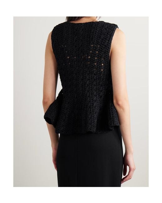 Khaite Black Yuka Crocheted Peplum Top