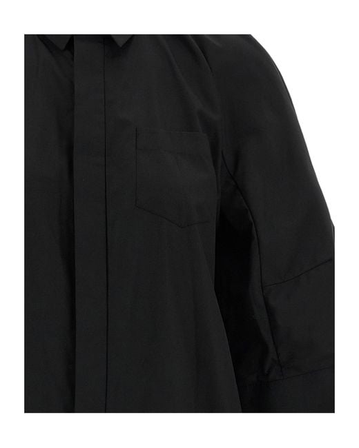 Sacai Black Wide Sleeved Chemisier Dress