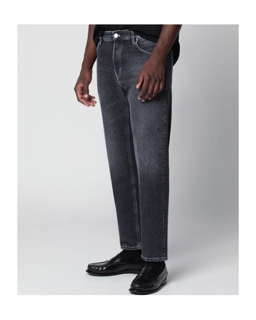 Pt Pantaloni Black Logo-Patch Washed Jeans for men