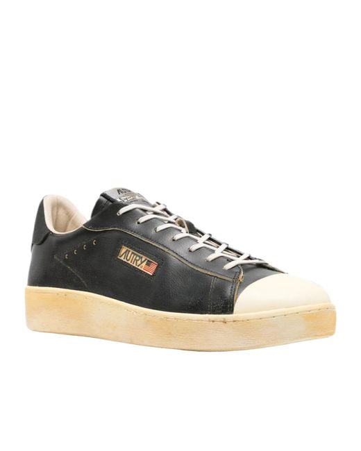 Autry Black Dallas Vintage Leather Sneakers for men