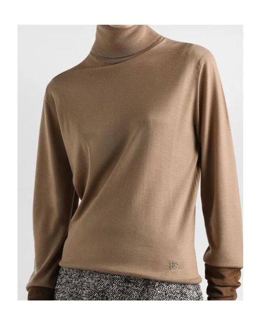 Dolce & Gabbana Brown Turtleneck Knitted Jumper
