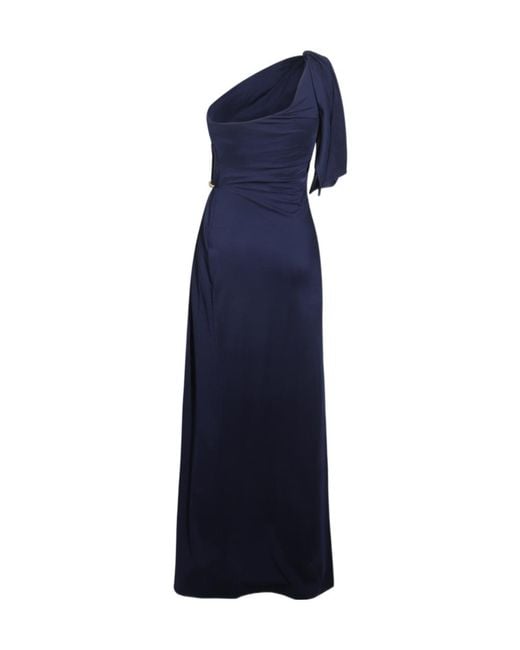 Elisabetta Franchi Blue Carpet Jersey Asymmetric Dress