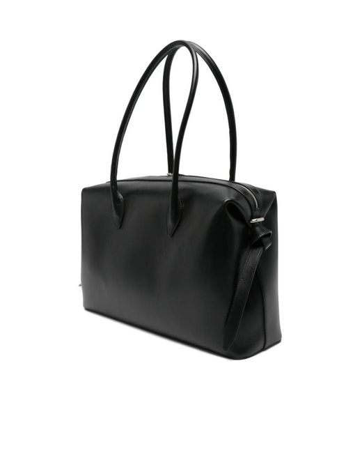 Yuzefi Black Large Brioche Leather Tote Bag