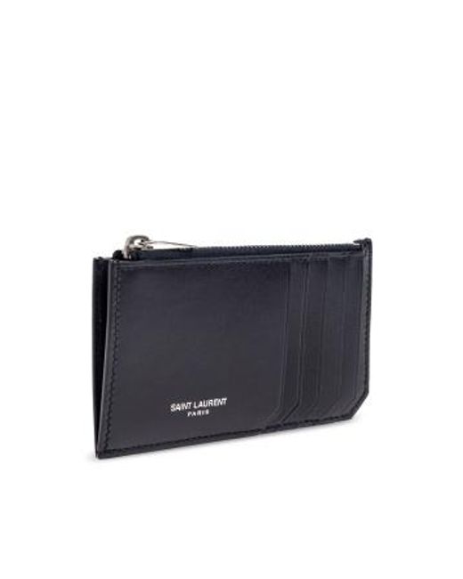 Saint Laurent Blue Paris Zipped Cardholder for men