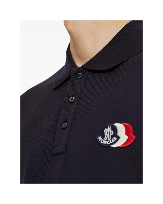 Moncler Blue Short-Sleeved Polo Shirt for men