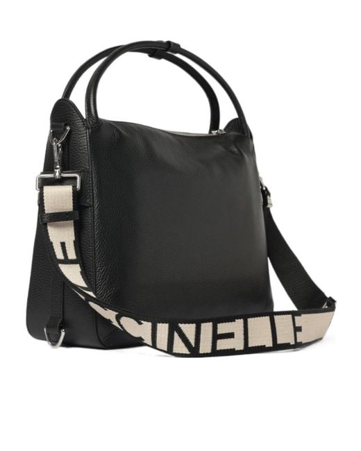Coccinelle Black Logo-Strap Shoulder Bag
