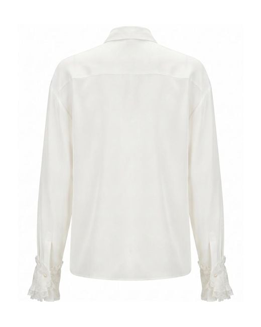 Ermanno Scervino White Long-Sleeved Tie-Front Shirt