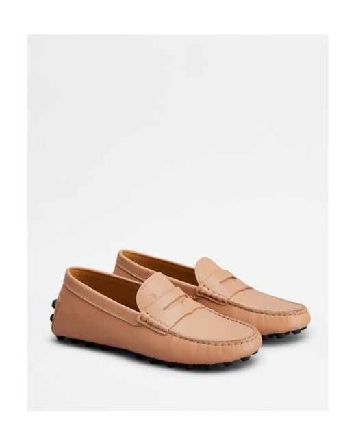 Tod's Brown Moccasins Logo Embossed Loafers