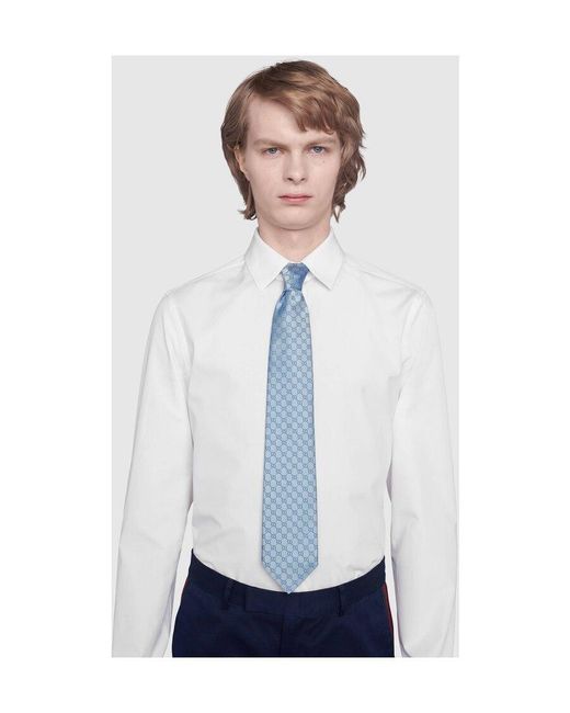 Gucci Blue Gg Pattern Tie for men