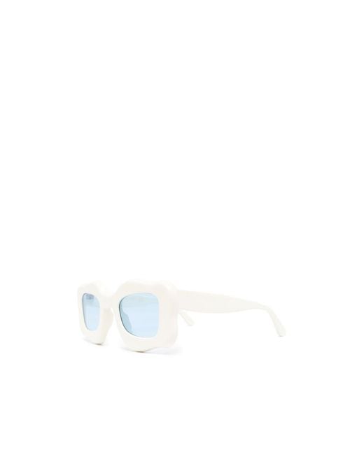 Bonsai White Oversized Curved-Frame Sunglasses for men