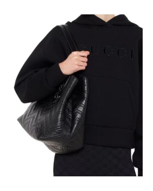 Gucci Black Gg Marmont Large Tote Bag