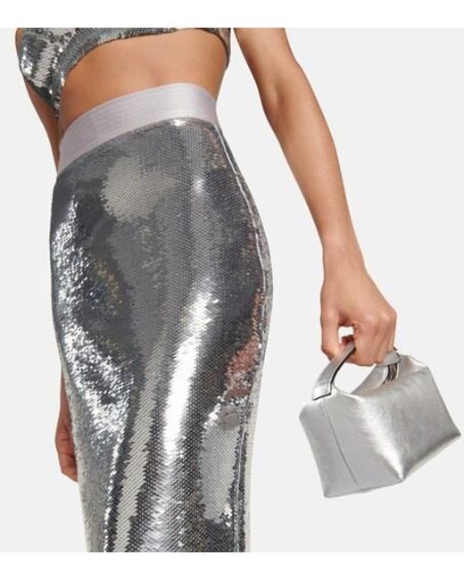 Alex Perry Gray Denton Sequin-Embellished Maxi Skirt