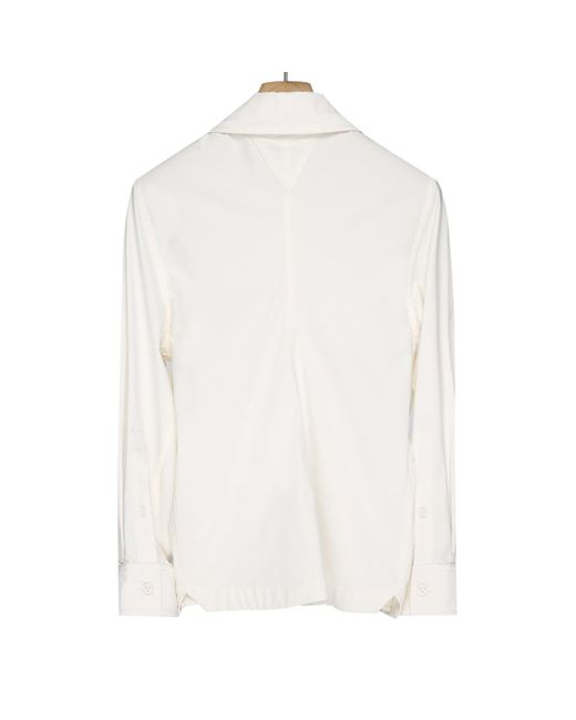 Bottega Veneta White Tie-Gathered Balloon Sleeve Shirt