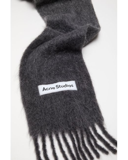 Acne Gray Fringed Scarf for men
