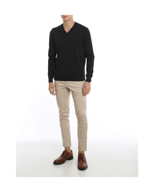Drumohr Black V-Neck Knitted Jumper for men