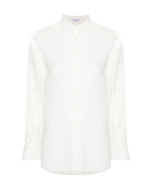 Brunello Cucinelli White Twill Cotton Shirt