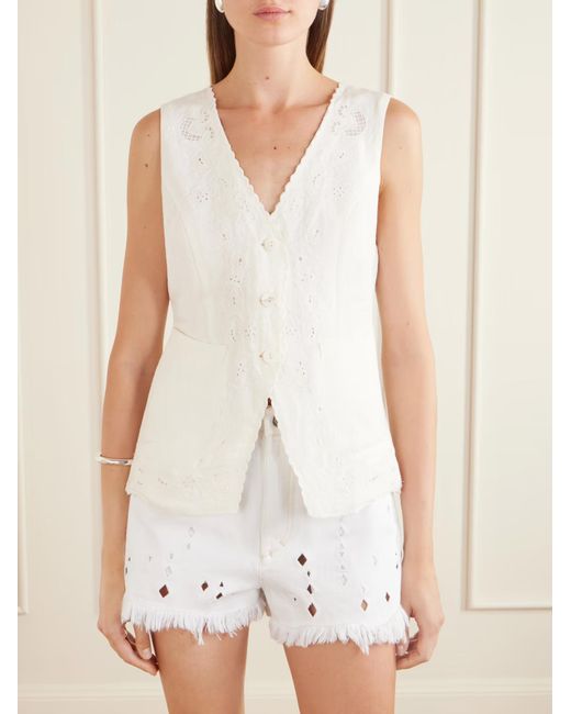 Rixo White Sleeveless Top