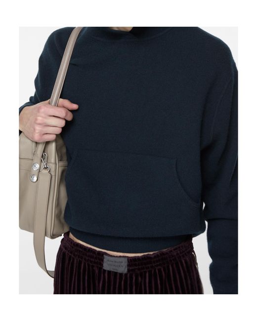 Acne Blue Logo Patch Hooded Knitted Jumper for men