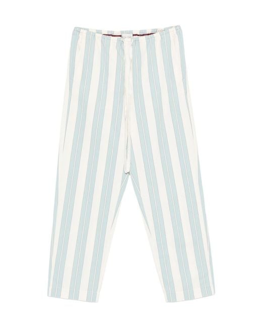 Forte_forte White Striped Drawstring-Fastening Trousers