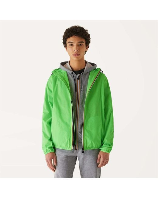 K-Way Green Logo-Print Hooded Jacket for men