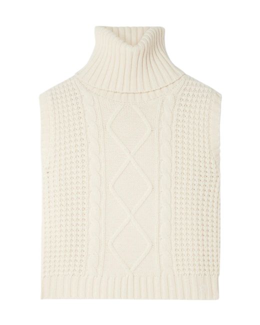 Perfect Moment White Cable-Knit Roll-Neck Top